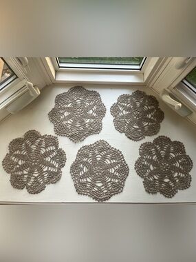 Handmade Crochet Linen Doily Set